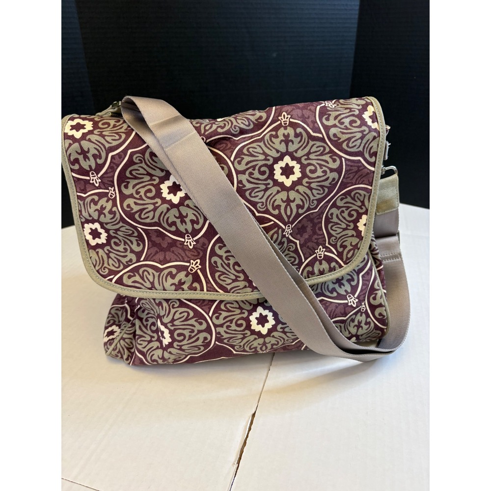 Pottery Barn Kids Messenger Style Diaper Bag Damask Purple Grey Damask Classic